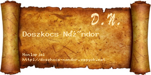 Doszkocs Nándor névjegykártya